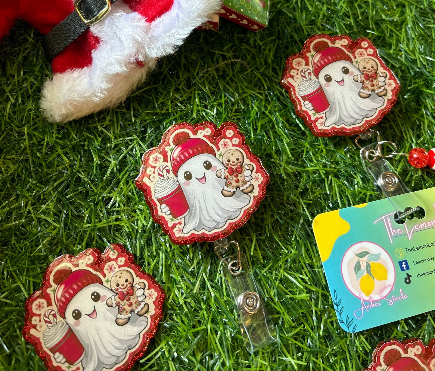 Christmas Ghost Badge Reel – Cute Holiday Badge Holder – Funny Nurse ID Clip – Ghostmas Nurse Gift – Spooky Christmas Accessory