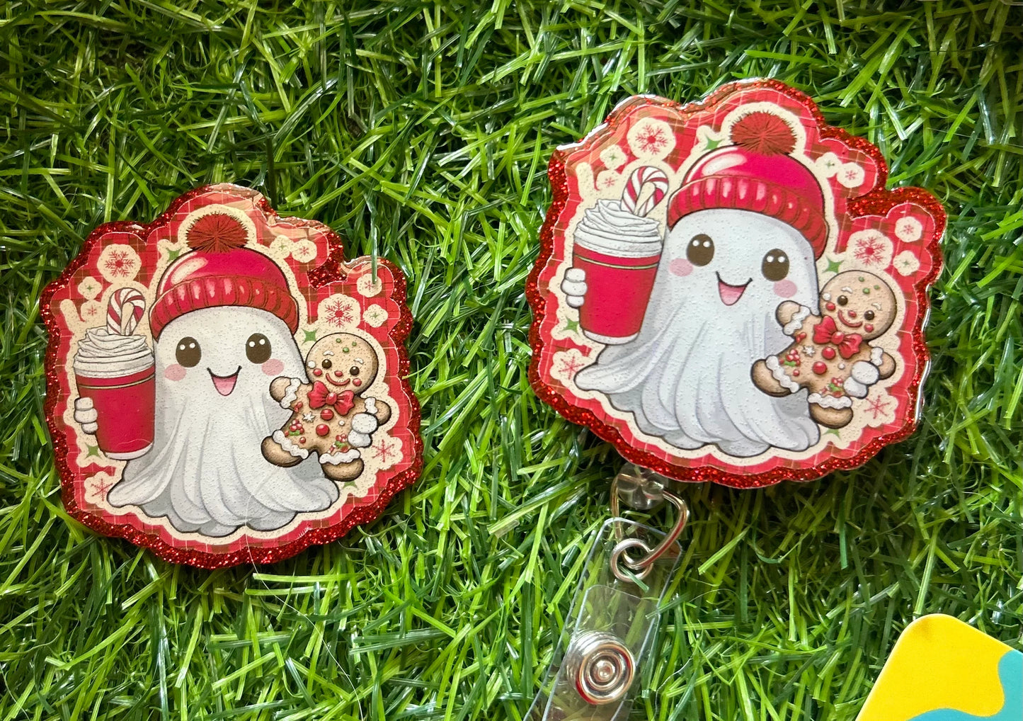 Christmas Ghost Badge Reel – Cute Holiday Badge Holder – Funny Nurse ID Clip – Ghostmas Nurse Gift – Spooky Christmas Accessory