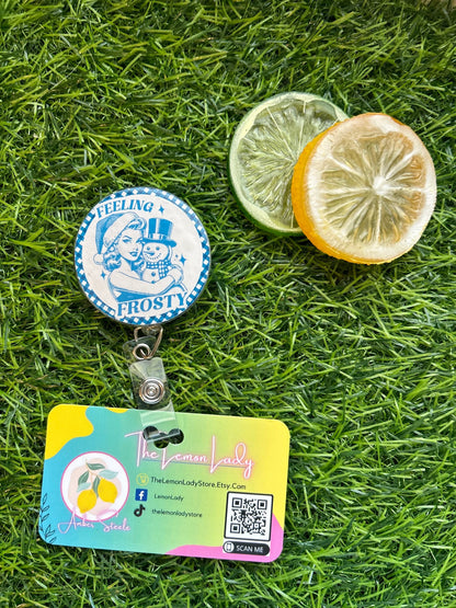 ❄️ Feeling Frosty Badge Reel – Retro Winter Nurse ID Holder