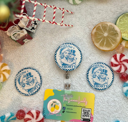 ❄️ Feeling Frosty Badge Reel – Retro Winter Nurse ID Holder
