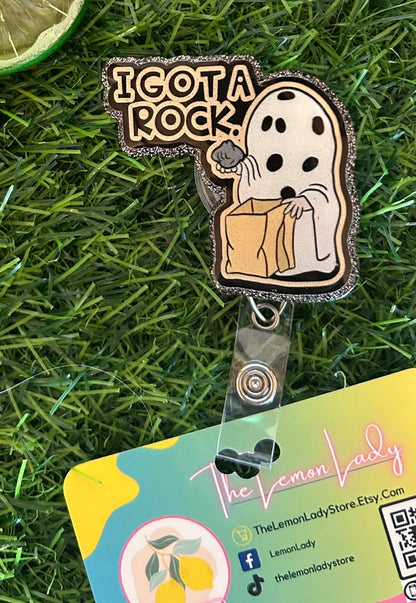 Rock Badge Reel, Funny Halloween Nurse ID Clip, Trick or Treat Ghost Badge Holder, Charlie Brown Fall Work Accessory