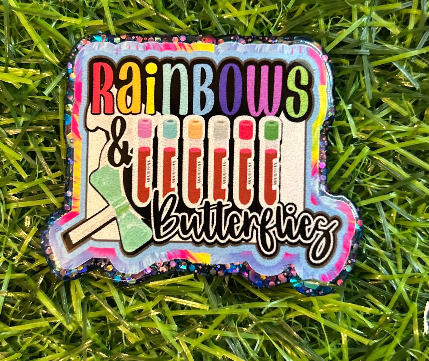 Phlebotomist Badge Reel | Lab Tech ID Clip | Rainbow Veins & Butterflies | Nursing Badge Holder | Cute Medical Gift