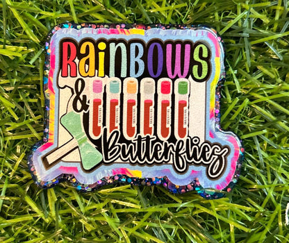 Phlebotomist Badge Reel | Lab Tech ID Clip | Rainbow Veins & Butterflies | Nursing Badge Holder | Cute Medical Gift
