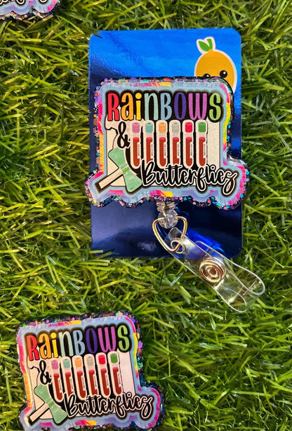 Phlebotomist Badge Reel | Lab Tech ID Clip | Rainbow Veins & Butterflies | Nursing Badge Holder | Cute Medical Gift