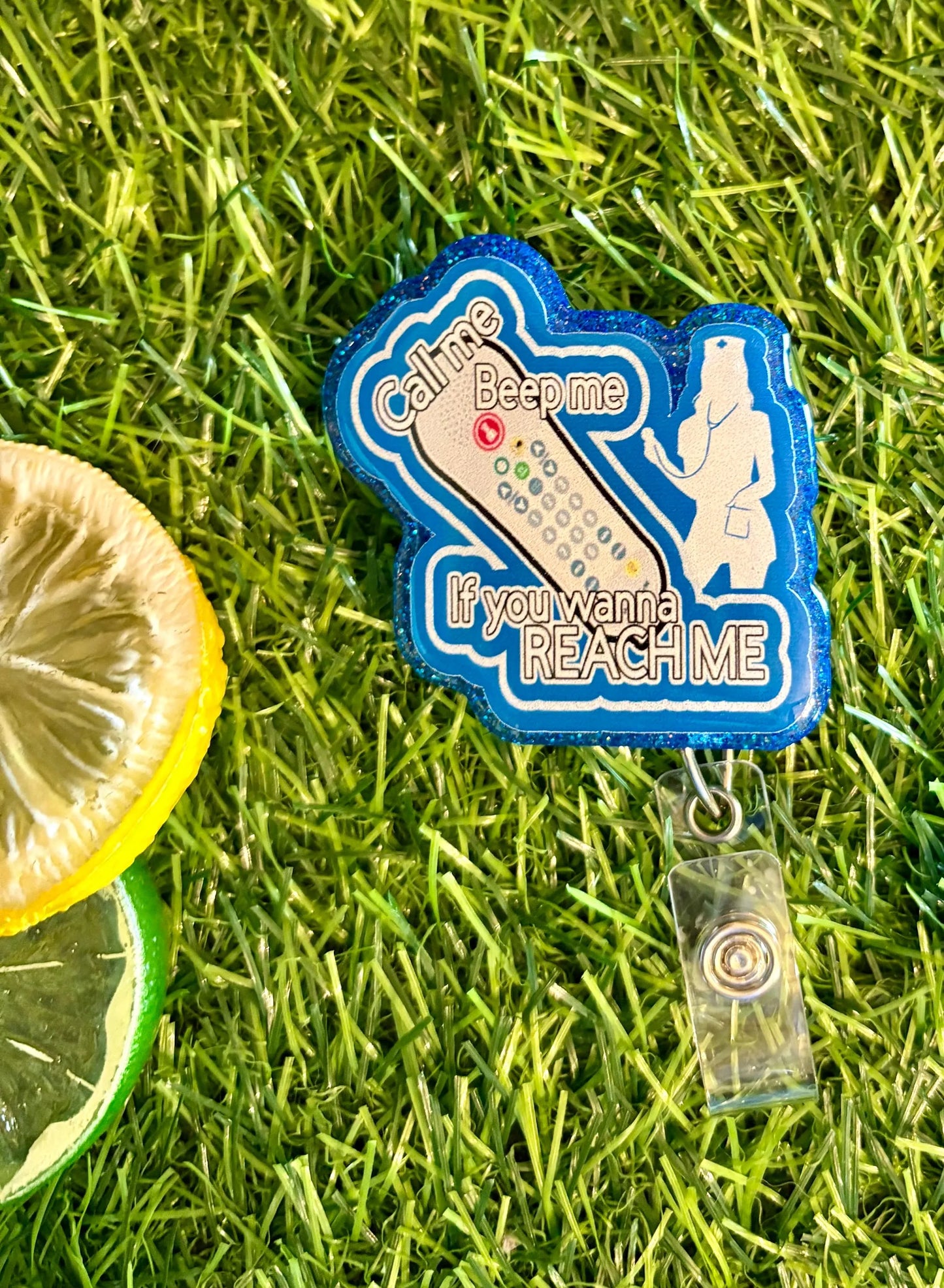 Funny Nurse Badge Reel - ER Nurse Gift - Call Me Code Blue - Cute Healthcare Worker ID Clip - Medical Badge Holder