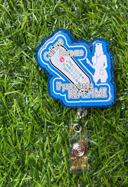 Funny Nurse Badge Reel - ER Nurse Gift - Call Me Code Blue - Cute Healthcare Worker ID Clip - Medical Badge Holder