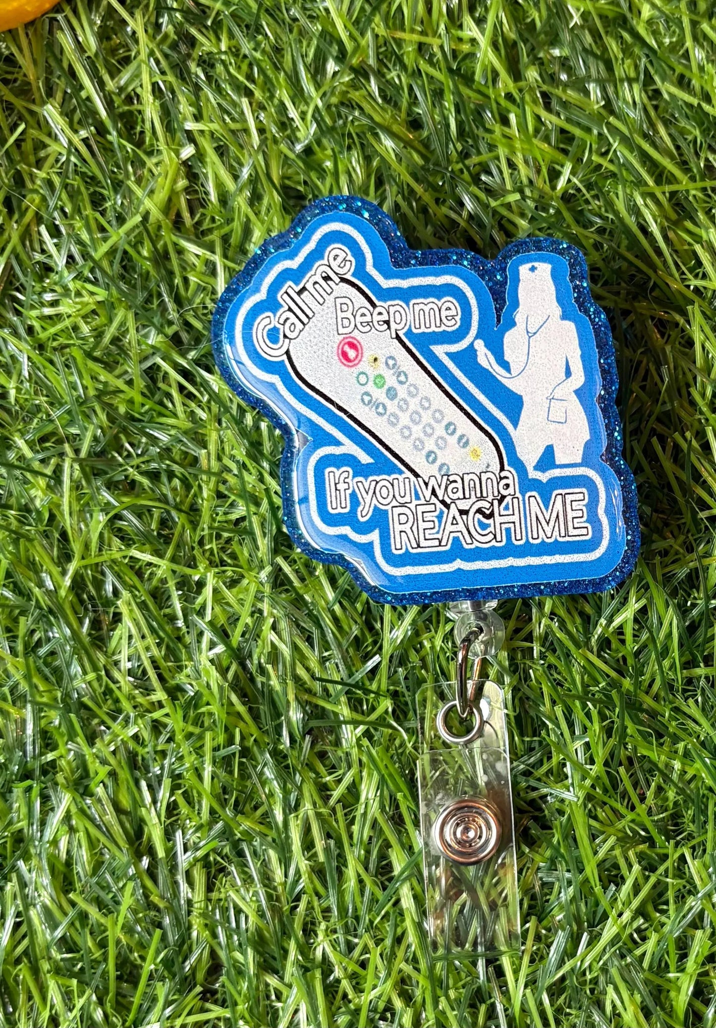 Funny Nurse Badge Reel - ER Nurse Gift - Call Me Code Blue - Cute Healthcare Worker ID Clip - Medical Badge Holder