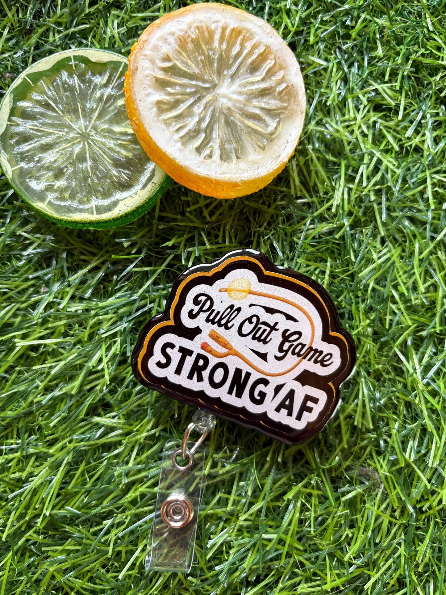 Funny Male Nurse Badge Reel – “Pull Out Game Strong AF” ER/ICU Badge Clip, Hilarious Nursing Gift