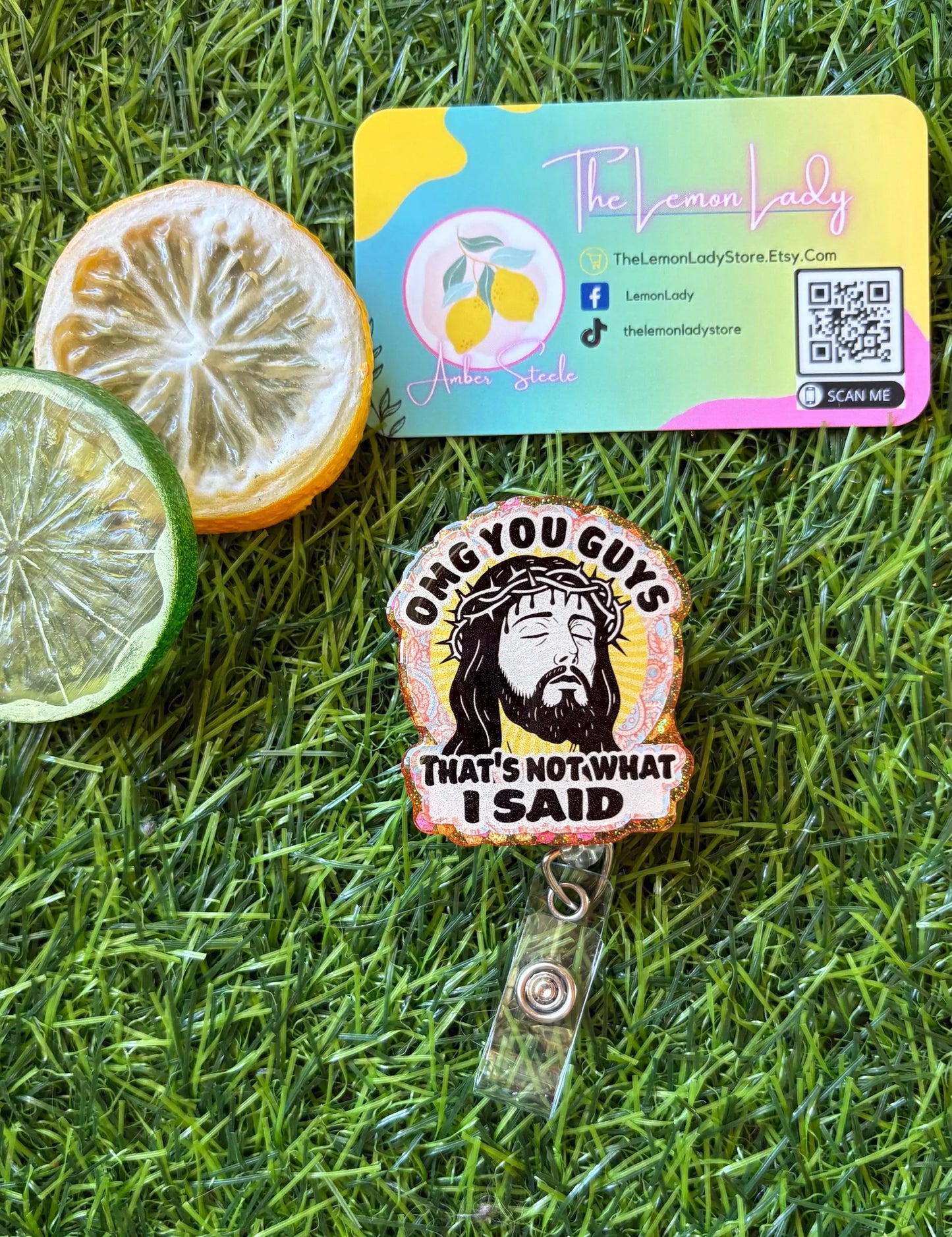 Funny Jesus Badge Reel – “OMG You Guys, That’s not What I Said” Clip, ER Nurse Badge, Religious Humor ID Holder