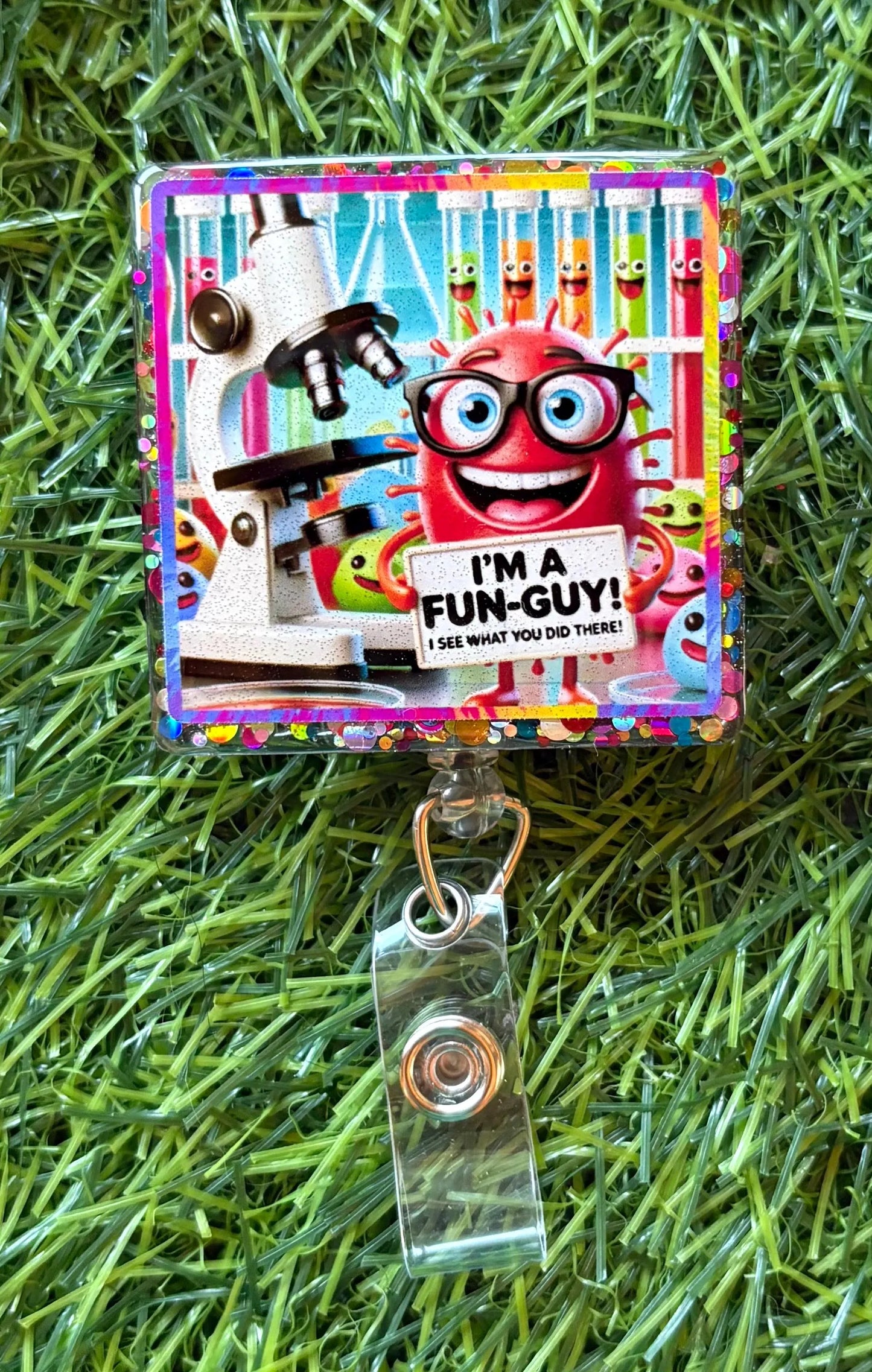 Funny Infectious Disease Badge Reel – Germ, Virus, Fungi ID Holder for Nurses, Lab Techs, and Microbiology Fans