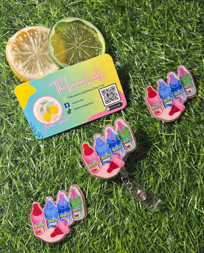 Retro Baby Bottle Pop Badge Reel – Nostalgic Candy ID Holder | Fun Badge Clip for Nurses & Teachers